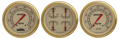 Classic Instruments VT53GLF Vintage Three Gauge Set w/ Gold Bezels