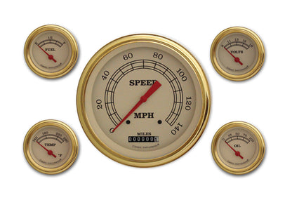Classic Instruments VT54GLF Vintage Five Gauge Set w/ Gold Bezels