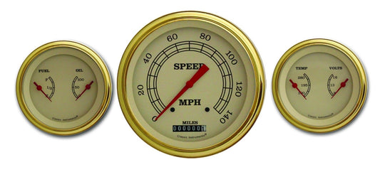 Classic Instruments VT64GLF Vintage - 3 Gauge Set 4-5/8" Speedo & 2x 3-3/8" Duals