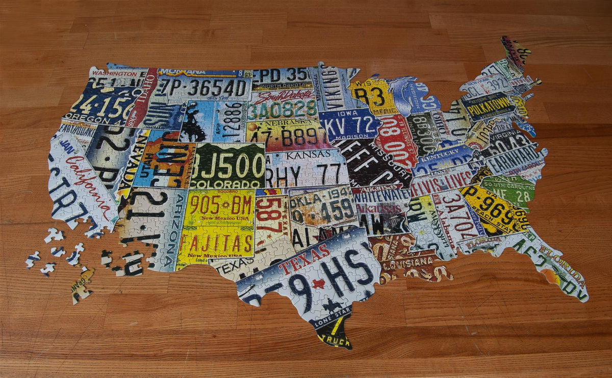 Engine Master Australia WEP-507000 USA License Plate Map Jigsaw Puzzle 1000 Piece
