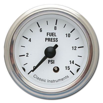 Classic Instruments WH15SLF White Hot - Fuel Pressure Gauge 15 PSI 2-1/8"