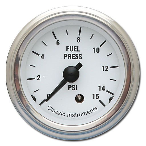 Classic Instruments WH15SLF White Hot - Fuel Pressure Gauge 15 PSI 2-1/8"