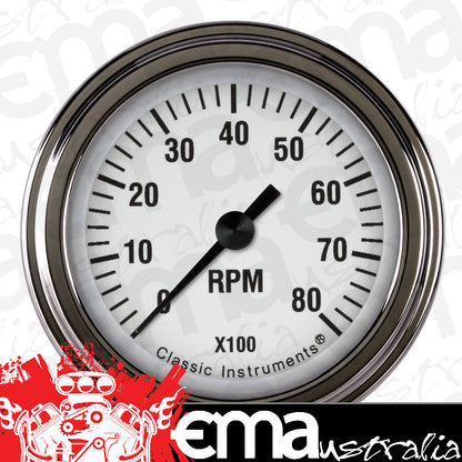 Classic Instruments WH183SLF White Hot 2-1/8" Tachometer