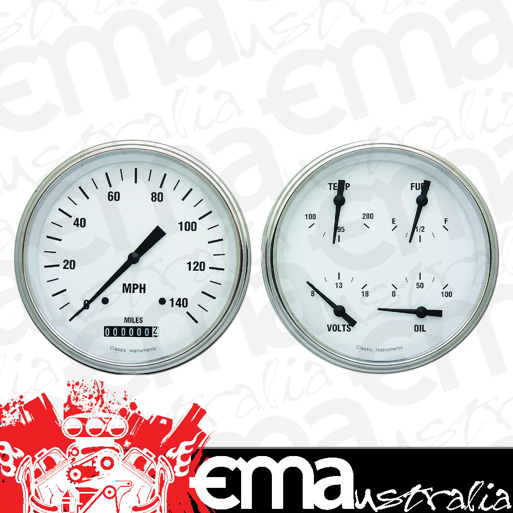 Classic Instruments WH52SLF White Hot 4 - 5/8" Speedo & Quad