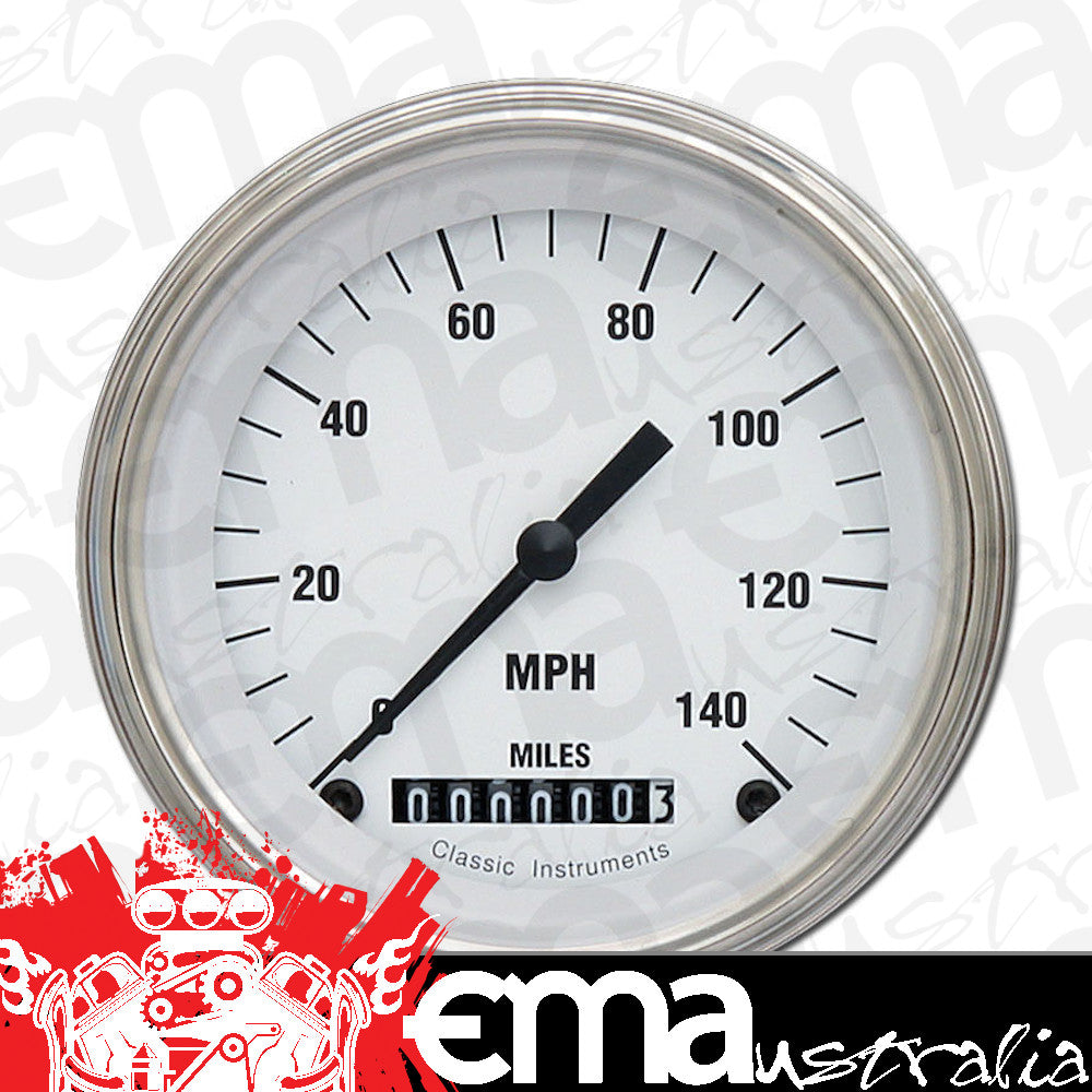 Classic Instruments WH55SLF White Hot 3-3/8" Speedometer 140 MPH