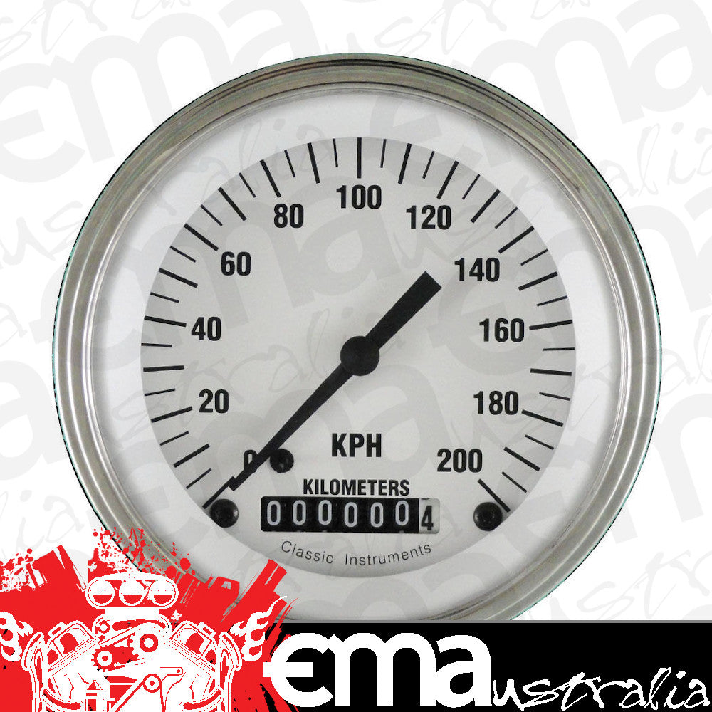 Classic Instruments WH59SLF White Hot - Speedometer Gauge 3-3/8" (stock KPH)