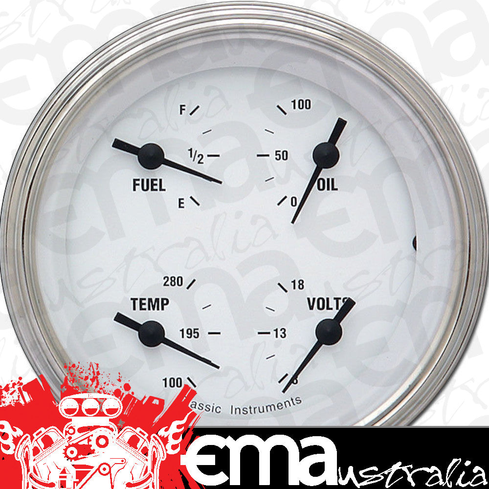 Classic Instruments WH73SLF White Hot - Quad Gauge 3-3/8" (75-10 OHM)