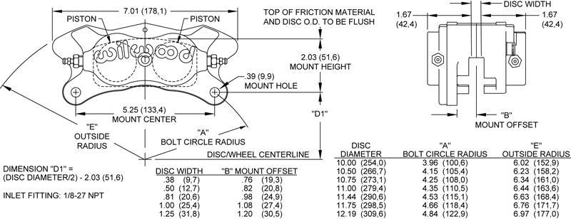 Wilwood 120-4908-P Dynalite 4 Spot Polished Caliper 13" x .38" Rotor Lug