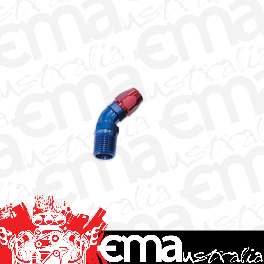 Aeroflow AF528-06-02 Male 1/8 NPT 45 Deg to -6 Hoseblue Full Flow Billet 1 Piece