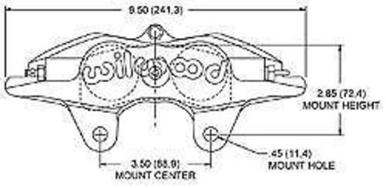 WILWOOD SUPERLITE 4 SPOT CALIPER SUIT 13"X.81" ROTOR LUG MOUNT R/H WB 120-7430-R