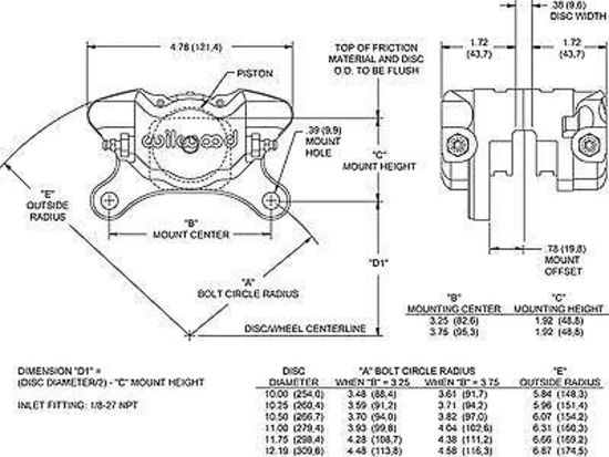 WILWOOD DYNAPRO BRAKE CALIPER SUIT .380"X13" ROTOR WB120-9687