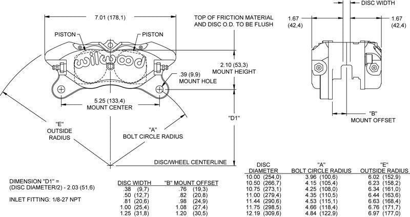 Wilwood 120-9695 Dynapro 4 Spot Brake Caliper suit 13