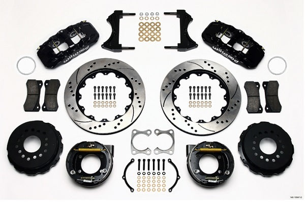 Wilwood WB140-10947-D AERO4 Big Brake Rear Kit - 4-Piston 14" (Suit Ford Big Bearing With 2.36 Offset & Internal Park Brake)