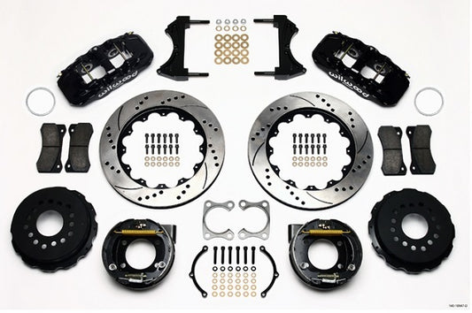 Wilwood WB140-10947-D AERO4 Big Brake Rear Kit - 4-Piston 14" (Suit Ford Big Bearing With 2.36 Offset & Internal Park Brake)