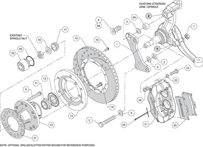 Wilwood WB140-10996-D Dynalite Pro Front Brake Kit HQ-on Torana Commodore to VL