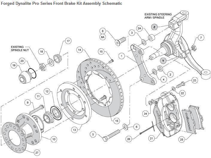 Wilwood 140-10996-DP Dynalite Pro Front Brake Kit Drilled Polished for Holden HQ-on, VL & Torana, Camaro & Chevelle