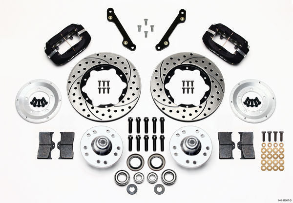 Wilwood 140-11007-D Dynalite Pro Front Brake Kit Drilled Slotted 4 Spot for Chevy Camaro 1970-1978