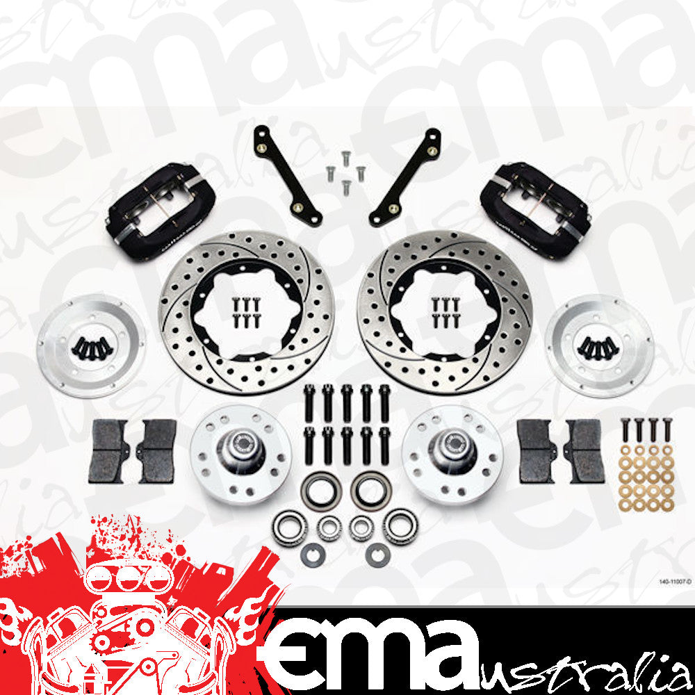 Wilwood 140-11007-D Dynalite Pro Front Brake Kit Drilled Slotted 4 Spot for Chevy Camaro 1970-1978