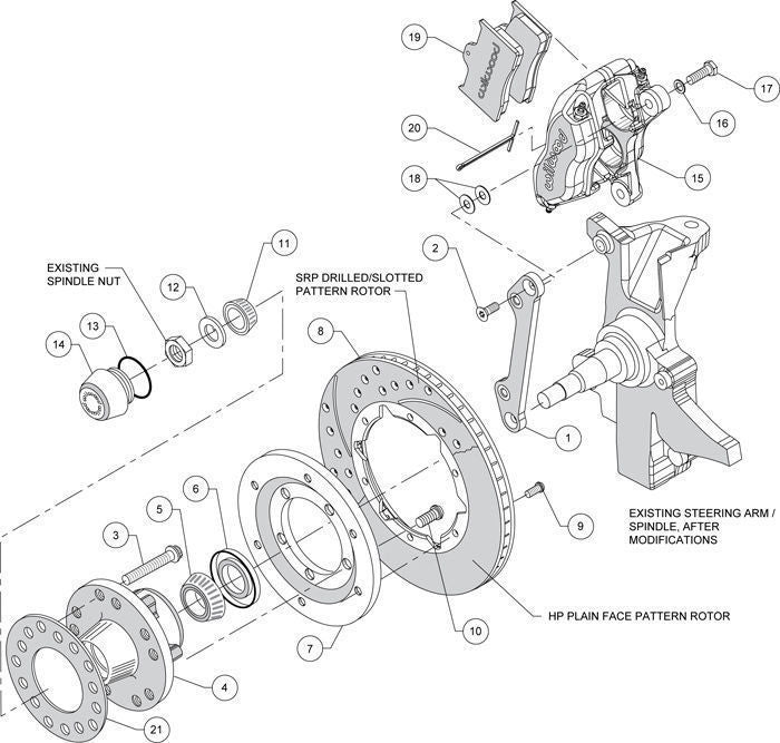 WILWOOD DYNALITE PRO FRONT BRAKE KIT GM DRILLED SLOTTED 4 SPOT WB140-11007-DR