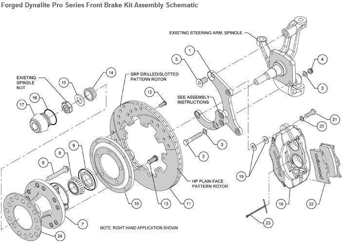 Wilwood 140-11010-D Dynalite Pro Front Brake Kit Drilled Slotted 4 Spot for Chevy 1955-57
