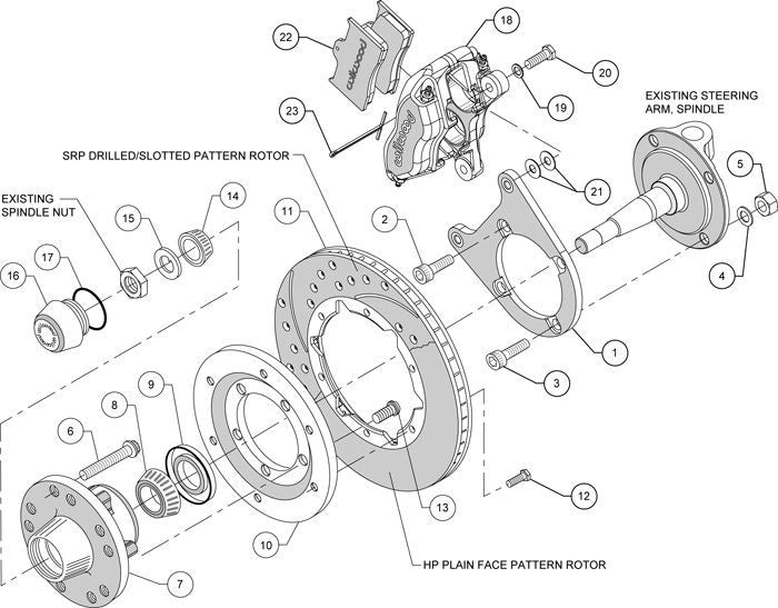 Wilwood 140-11013-D Dynalite Pro 4 Spot Front Brake Kit Black for Early Ford 1937-48