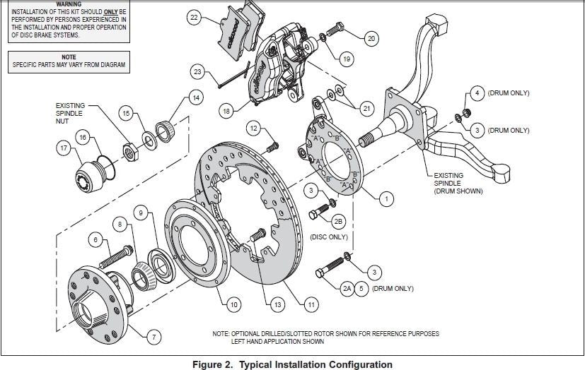 Wilwood 140-11072-D Dynalite Front Brake Kit for Ford Falcon XR-XD & Mustang 1965-69