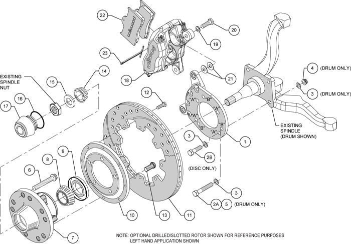 WILWOOD DYNALITE FRONT BRAKE KIT Ford FALCON XR-XD SOLID ROTOR WB140-11072