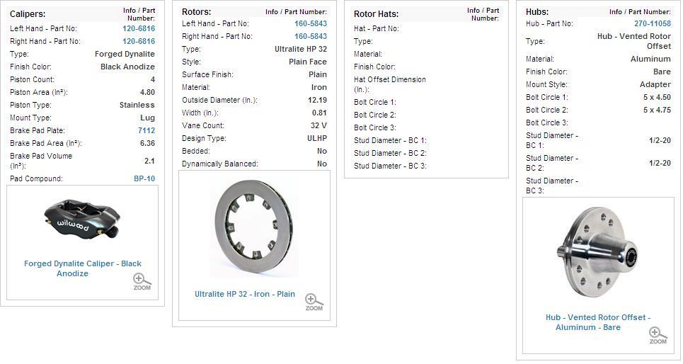 WILWOOD DYNALITE FRONT BRAKE KIT Ford FALCON XR-XD SOLID ROTOR WB140-11072