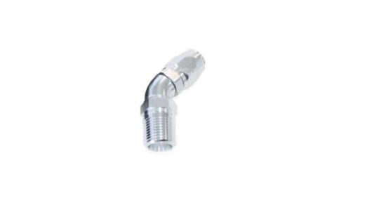Aeroflow 100 & 450 series braided hose Male 1/2 NPT 45 Deg to -8 Hosesilver Full Flow Billet 1 Piec Aeroflow Performance Products AF528-08-08S