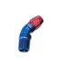 Aeroflow AF528-10-06 Male 3/8 NPT 45 Deg to -10 Hosblue Full Flow Billet 1 Piece