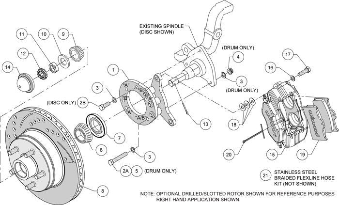 WILWOOD CLASSIC SERIES DYNALITE FRONT BRAKE KIT SUIT 70-'73 MUSTANG WIL140-13477