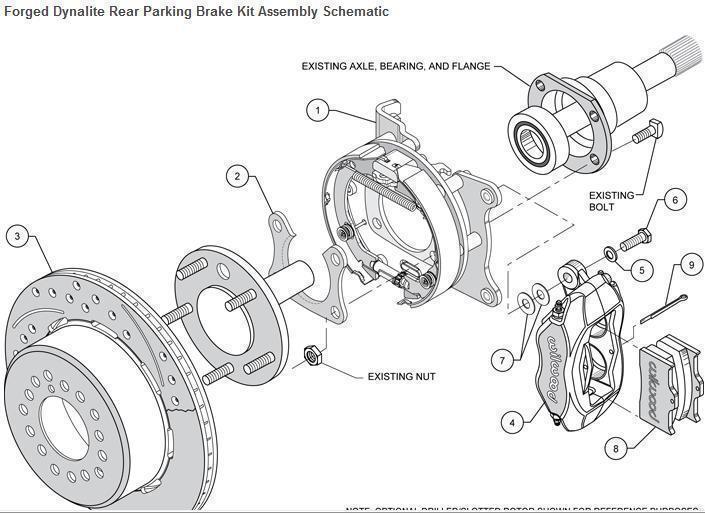 WILWOOD DYNALITE 4 SPOT REAR BRAKE KIT 9in Ford 2.36" AXLE OFFSET WB 140-1739