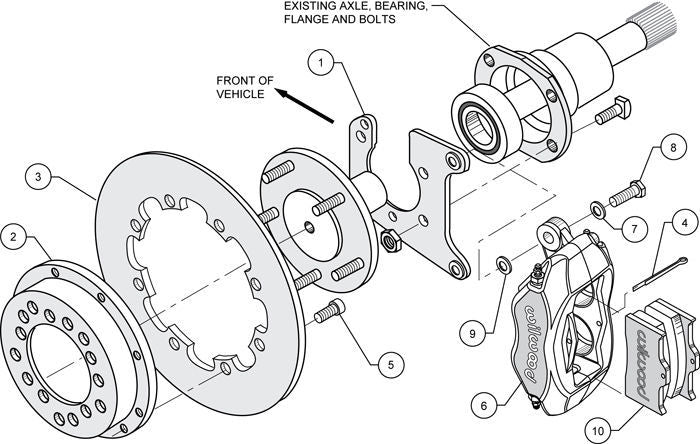 WILWOOD DYNALITE PRO 4-SPOT REAR BRAKE KIT NEW Ford 9" BIG BEARING WB140-2119-BD