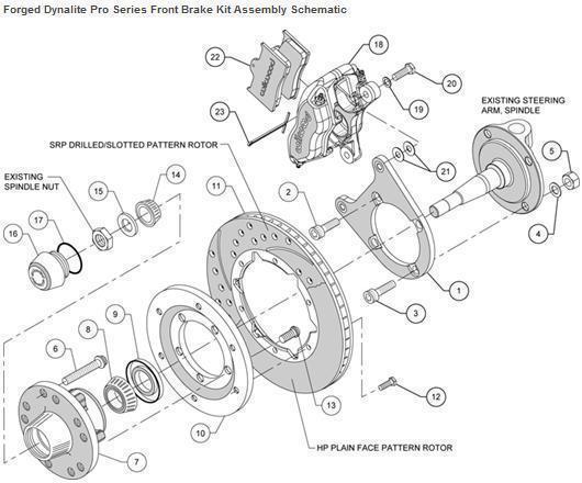 WILWOOD DYNALITE PRO FRONT BRAKE KIT DRILLED SLOTTED 4 SPOT CHEV WB 140-3425-DP