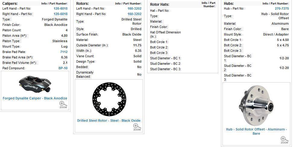 Wilwood 140-4307-BD Dynalite Front Brake Kit for Mustang 1965-69