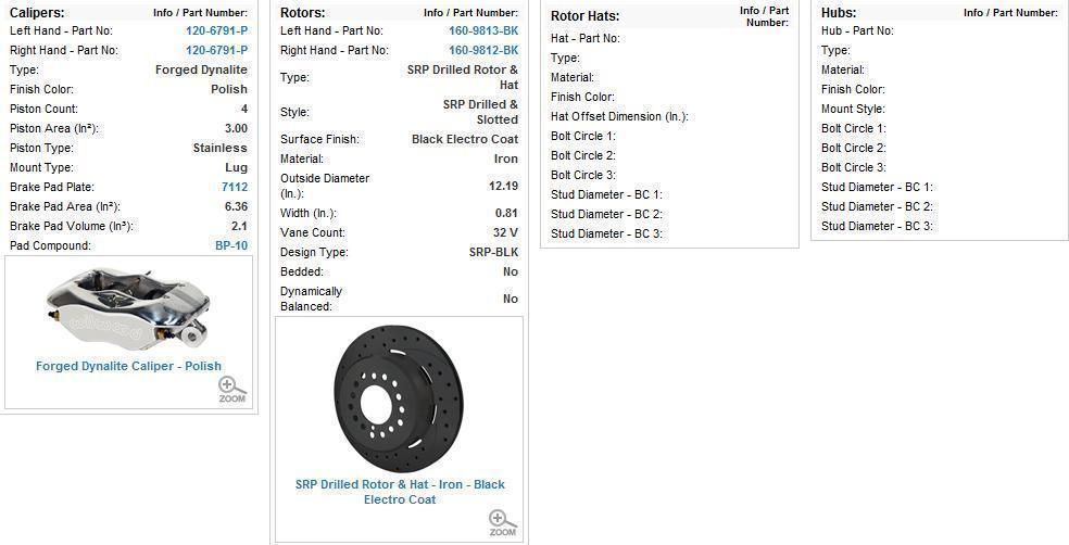 Wilwood 140-7139-DP Dynalite Rear Parking Brake Kit for Ford 2.36" Axle Offset