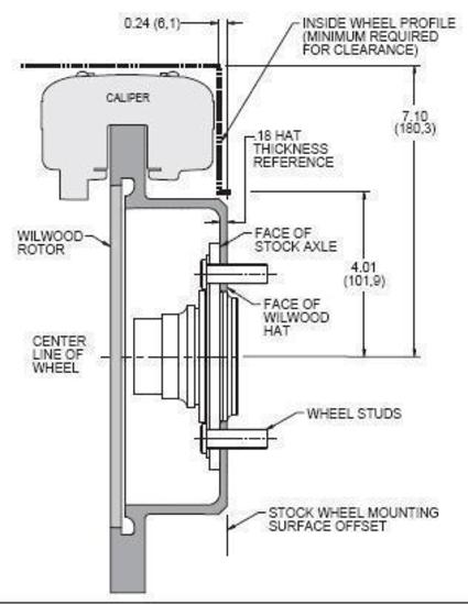Wilwood 140-7139-DP Dynalite Rear Parking Brake Kit for Ford 2.36" Axle Offset