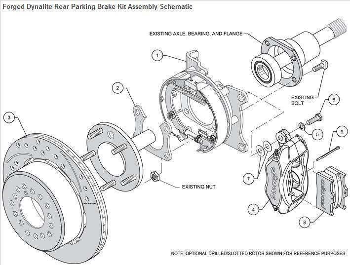 Wilwood 140-7140-D Drilled Dynalite 4 Spot Rear Brake Kit Solid Rotors Black for Ford 9"