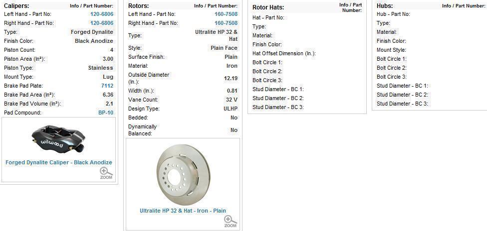 Wilwood 140-7140 Dynalite 4 Spot Rear Brake Kit Solid Rotors Black for Ford 9"