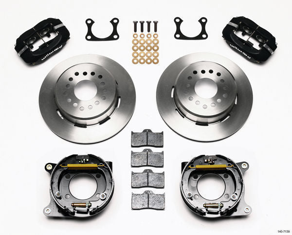 Wilwood 140-7140 Dynalite 4 Spot Rear Brake Kit Solid Rotors Black for Ford 9"