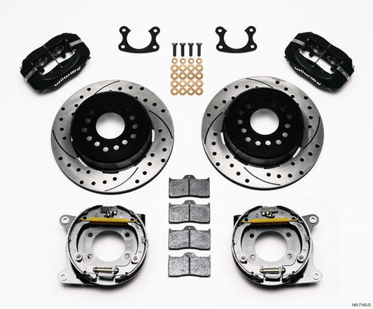 Wilwood 140-7143-D Dynalite Rear Park Brake Kit 4 Spot Drilled for Ford 9"