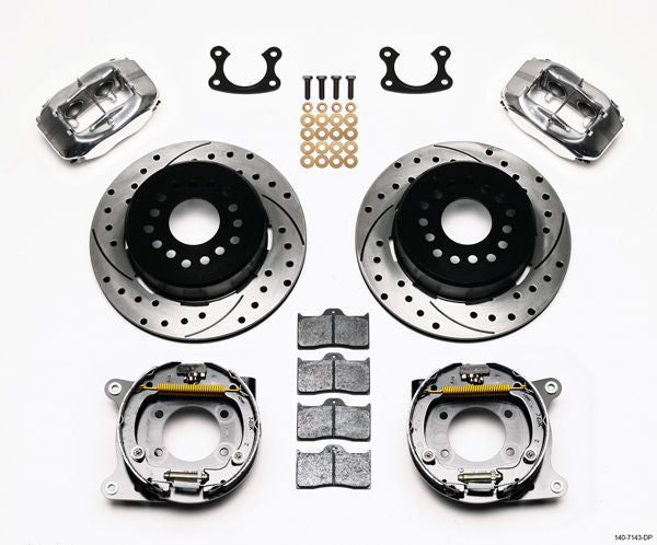 WILWOOD DYNALITE REAR PARK BRAKE KIT SMALL Ford 9" 4SPOT POLISHED WB 140-7143-DP
