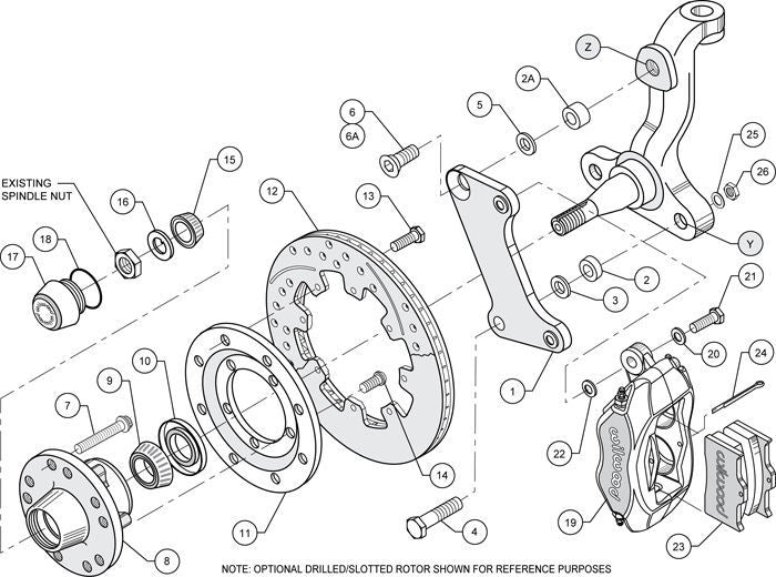 Wilwood 140-7675-D Dynalite Pro Front Brake Kit Drilled/Slotted for Holden HQ Torana
