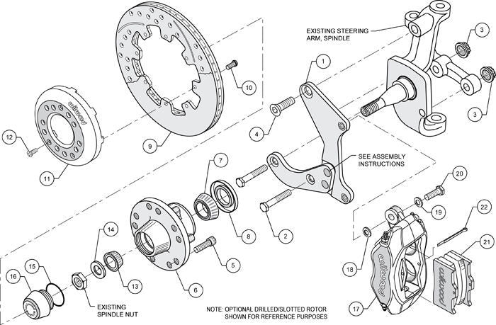 WILWOOD DYNALITE FRONT BRAKE KIT WB140-7676-D-DB DUST BOOTED SUIT 55-57 CHEVY