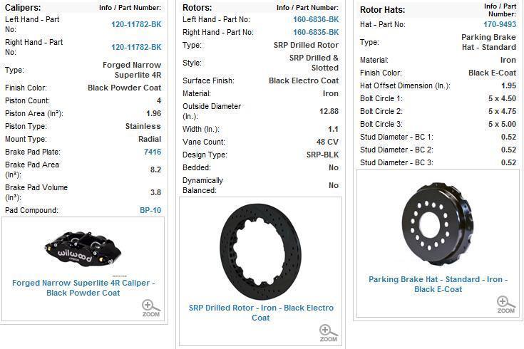 Wilwood Disc Brakes WIL140-9224-D NARROW SUPERLITE BIG REAR PARK BRAKE KIT OLDS/PONTIAC WB 140-9224-D
