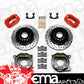 Dynalite Rear Parking Brake Kit Drilled Polished, Red Caliper (Suit Small Ford, 2.50" Axle Offset) (WB140-9282-DR)