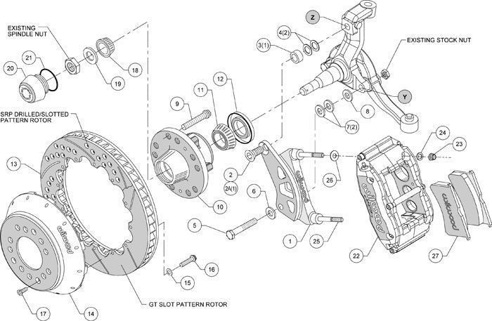 Wilwood 140-9803-D Superlite Front Brake Kit Drilled Rotors 6 Spot for Holden HQ-HZ & Torana