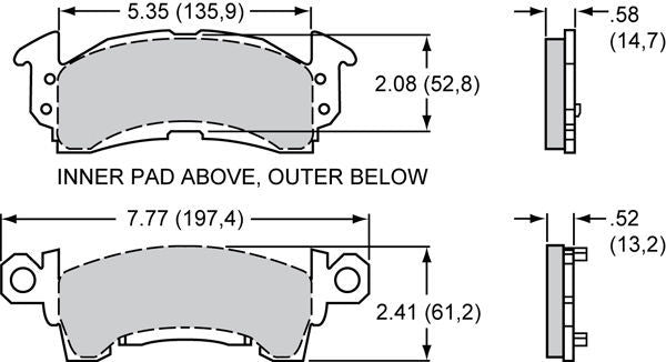 WILWOOD BP10 COMPOUND SMART PAD BRAKE PAD SET GM III CALIPERS WB 150-8939K