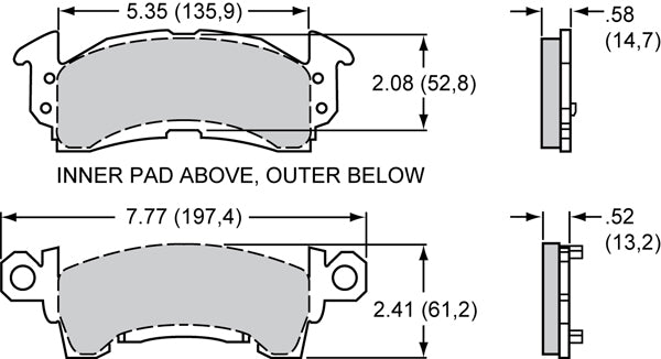 Smartpad Brake Pad Set with BP-20 Compound (Suit D52 Dual Piston FLoater & GM III Single Piston Floater) (WB150-9421K)
