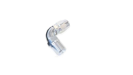 Aeroflow 100 & 450 series braided hose Male 1/4 NPT 90 Deg to -6 Hosesilver Full Flow Billet 1Piece Aeroflow Performance Products AF529-06-04S